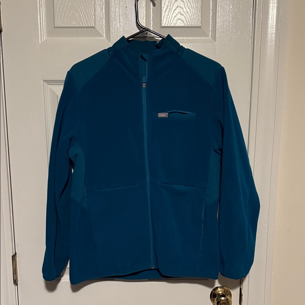 Teal Full-Zip Jacket figs on-shift fleece